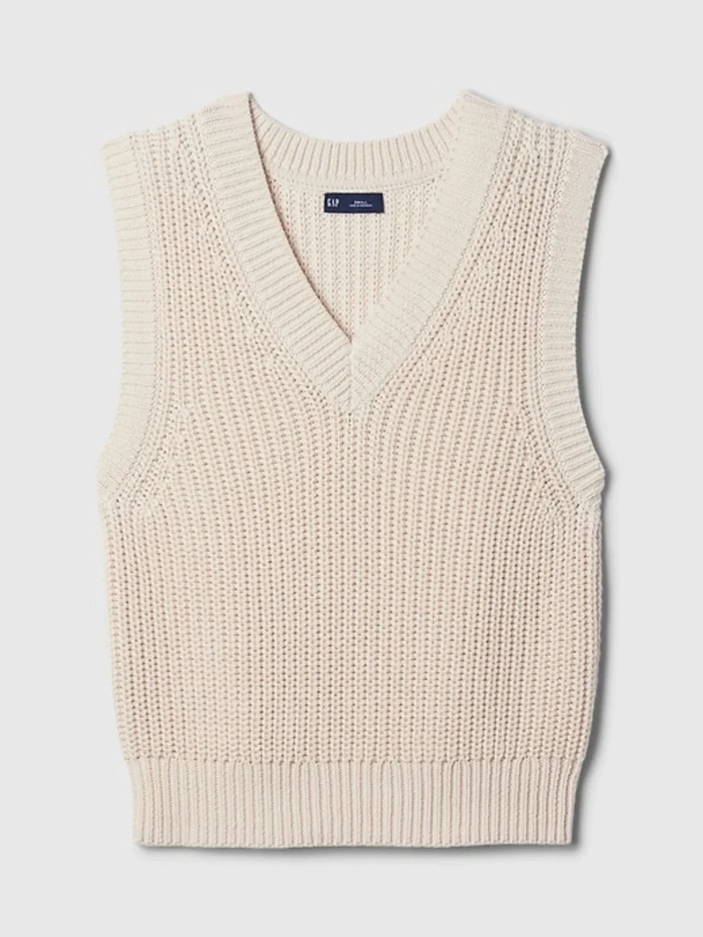 GAP Cream Knit V-Neck Sweater Vest